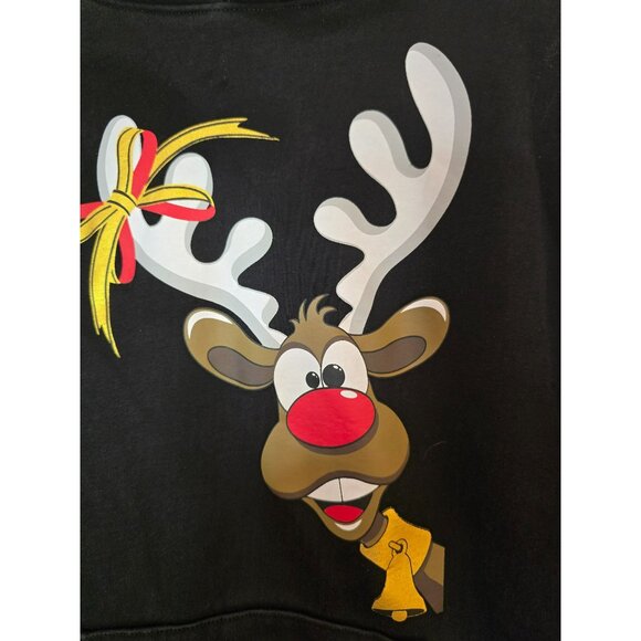 Reindeer Hoodie Rudolph Womens Small Holiday Sweatshirt Funny Casual Wear - Picture 3 of 8